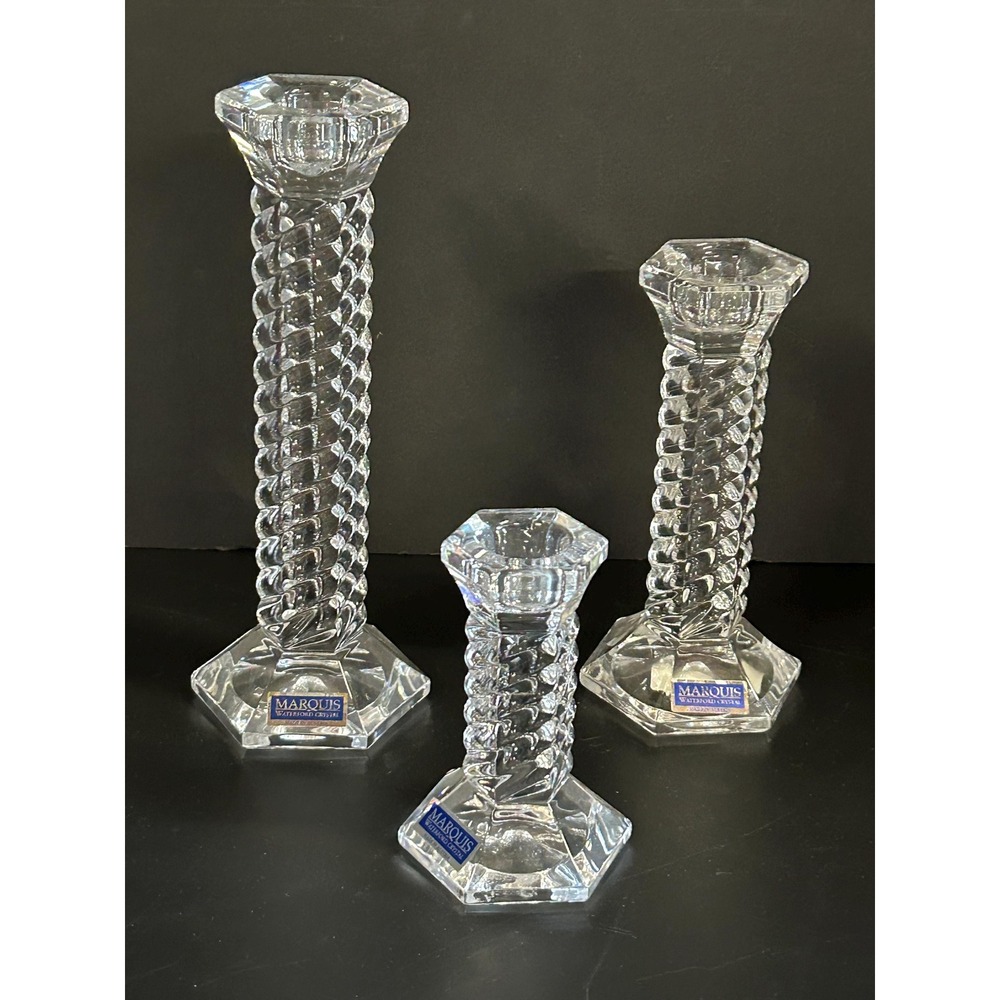 Marquis WATERFORD Monaco Twisted Stem Candlestick Holders Set of‎ 3